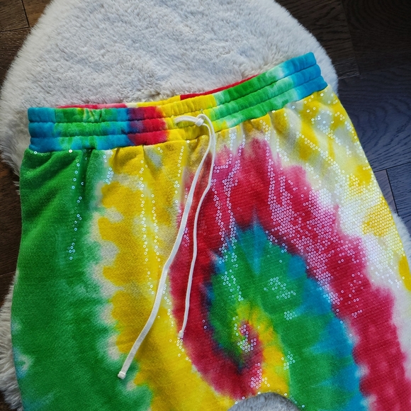 R13 Sequin Tie Dye Sweat Jadper Long Sweat Shorts Unisex - Picture 3 of 12